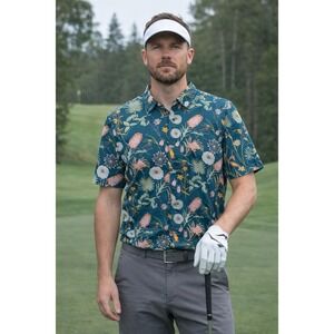 Roark Bless Up Button Up Shirt XL Hawaiian Hiking Activewear Golf Wicking NEW